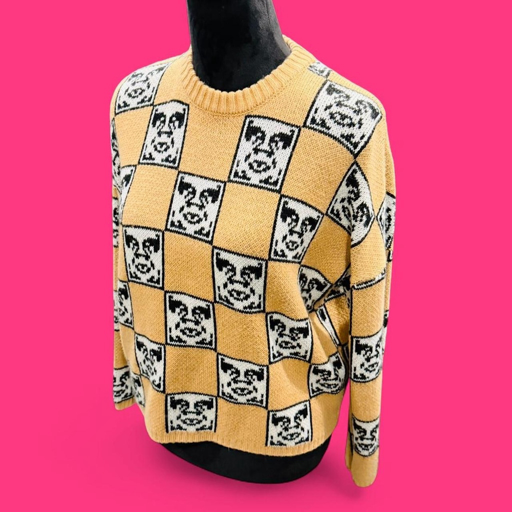 Retro Old School OBEY Andre the Giant Graphic Knit Sweater XS